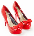 fashionable platform red pumps Royalty Free Stock Photo