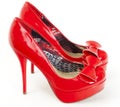 fashionable platform red pumps Royalty Free Stock Photo