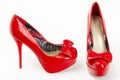 fashionable platform red pumps Royalty Free Stock Photo
