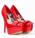 fashionable platform red pumps Royalty Free Stock Photo