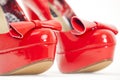 fashionable platform red pumps Royalty Free Stock Photo