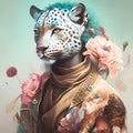 Fashionable portrait of a leopard with creative make-up