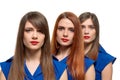 Fashionable pretty triplets Royalty Free Stock Photo