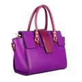 Fashionable purple classic women`s bag with burgundy flap