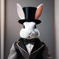 A fashionable rabbit in stylish clothing, posing for a portrait with a curious and alert expression2