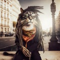 Fashionable rastaman cat fashion portrait