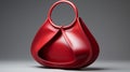 Fashionable Red Leather Handbag With Sculptural Expression