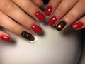 fashionable red manicure stylish black design