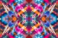 Fashionable retro abstract psychedelic tie dye kaleidoscope of colors design.