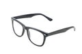 fashionable retro glasses in a black plastic frame on a white background