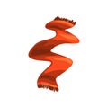 Fashionable scarf in red color with fringe on the ends. Accessory for cold winter weather. Colorful flat vector design