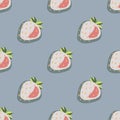 Fashionable seamless pattern with blue modern strawberry.-