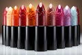 Fashionable shades: lipstick glossy close up