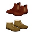 Fashionable shoes set. Stylish leather boots cartoon vector illustration