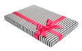 Fashionable striped gift box with a pink bow