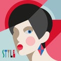 Fashionable stylish woman. Modernist style woman head with stylish headdress. Modernism style art. Royalty Free Stock Photo