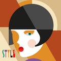 Fashionable stylish woman. Modernist style woman head with stylish headdress. Modernism style art. Royalty Free Stock Photo