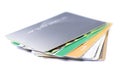 Stack of colorful Credit cards on white background or isolated Royalty Free Stock Photo