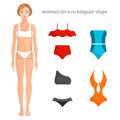 Fashionable swimwear for a rectangular shape. Vector illustration