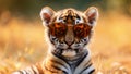 Fashionable Tiger Cub Portrait With Stylish Sunglasses Summer Chic