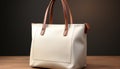 Fashionable tote bag in beige leather, a modern accessory for women generated by AI