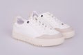 Fashionable white thick sole leather Sneakers on laces