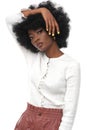 Fashionable woman with afro hair. Beauty ethnics.