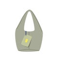 Fashionable Woman Bag Isolated on White Background. Modern Trendy Accessory, Grey Textile or Leather Handbag Design