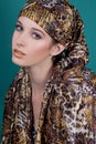 Fashionable woman with scarf Royalty Free Stock Photo