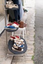 Fashionable woman shoes shop street Royalty Free Stock Photo