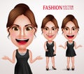 Fashionable Woman Vector Character Wearing Stylish Casual Dress