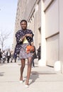 Fashionable woman walking in New York