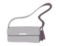 Fashionable women grey clutch bag. Vector isolated elegant feminine accessory handbag.