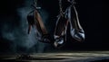 Fashionable women leather high heels exude elegance on stage performance generated by AI