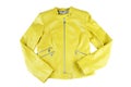 Fashionable women leather jacket, stylish bright color.