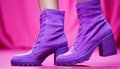 Fashionable women purple high heel boots, perfect for winter walking generated by AI