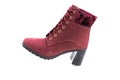 Fashionable women\'s demi-season ankle boots in cherry are on a white background