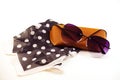 fashionable women's sunglasses. A case for storing glasses. they are lying on a Royalty Free Stock Photo