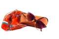 fashionable women's sunglasses. A case for storing glasses. they are lying on a Royalty Free Stock Photo