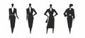 Fashionable women silhouettes. Corner graphics for badges, icons, logos