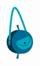 Fashionable women's leather bag with strap in modern trendy style. Round purse, small shoulder bag design.