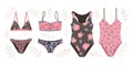 Fashionable womens swimwear with floral print
