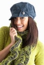 Fashionable Young Woman Wearing Knitwear In Studio Royalty Free Stock Photo