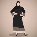 Fashioned arabic muslim woman in hijab and beautiful fashion abaya model from UAE or Saudi Arabia islamic
