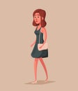 Fashioned girl. Female character. Cartoon vector illustration