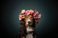 Fashionforward Dog In A Trendy Bohemian Flower Crown Royalty Free Stock Photo