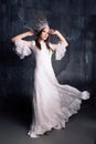 Fasionable woman in white crown Royalty Free Stock Photo