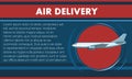 Fast air delivery by mail. Express service. illustration. Banner, poster. Flat style. No gradient. Royalty Free Stock Photo