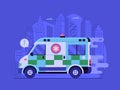 Fast Ambulance Car City Emergency Service Scene