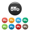 Fast ambulance icons set color vector